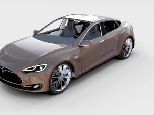 tesla model s dengan putaran sasis-interior Model 3D