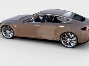 tesla model s dengan putaran sasis-interior Model 3D