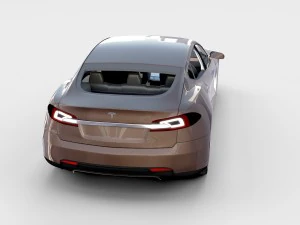 tesla model s dengan putaran sasis-interior Model 3D
