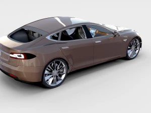 tesla model s dengan putaran sasis-interior Model 3D