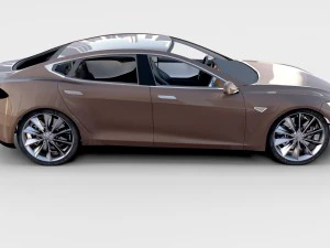 tesla model s dengan putaran sasis-interior Model 3D