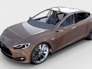 tesla model s dengan putaran sasis-interior Model 3D