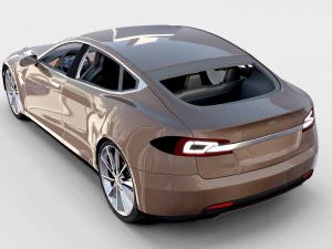 tesla model s dengan putaran sasis-interior Model 3D