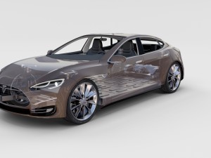 tesla model s with chassis-interior rev 3D Model
