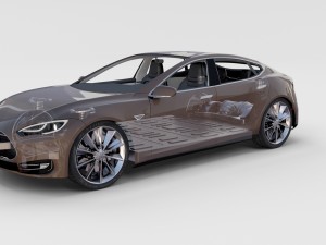 tesla model s with chassis-interior rev 3D Model
