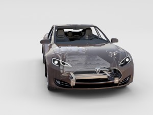tesla model s with chassis-interior rev 3D Model