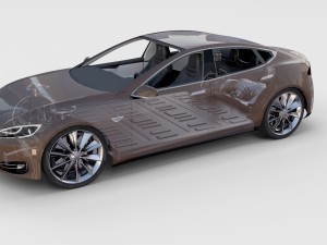 tesla model s with chassis-interior rev 3D Model