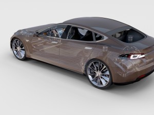 tesla model s with chassis-interior rev 3D Model