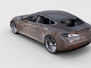 tesla model s with chassis-interior rev 3D Model
