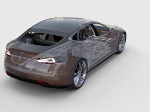 tesla model s with chassis-interior rev 3D Model