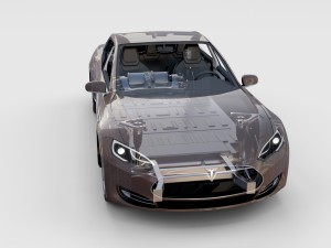 tesla model s with chassis-interior rev 3D Model