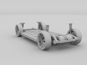 tesla model s with chassis-interior rev 3D Model