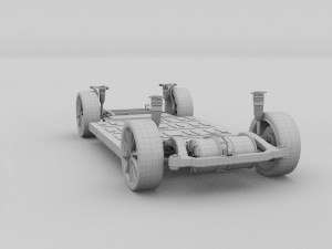tesla model s with chassis-interior rev 3D Model