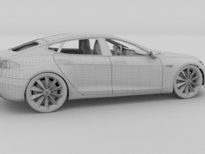 tesla model s with chassis-interior rev 3D Model