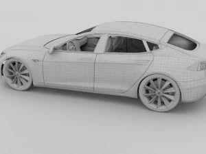tesla model s dengan putaran sasis-interior Model 3D