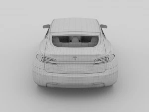 tesla model s dengan putaran sasis-interior Model 3D