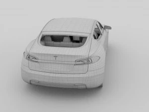 tesla model s dengan putaran sasis-interior Model 3D
