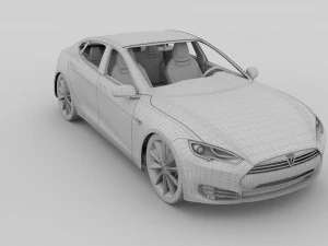 tesla model s dengan putaran sasis-interior Model 3D