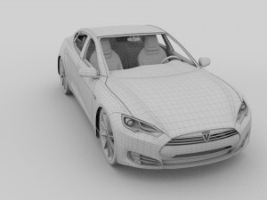 tesla model s with chassis-interior rev 3D Model