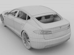 tesla model s dengan putaran sasis-interior Model 3D