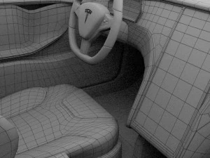 tesla model s dengan putaran sasis-interior Model 3D