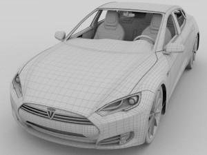 tesla model s with chassis-interior rev 3D Model