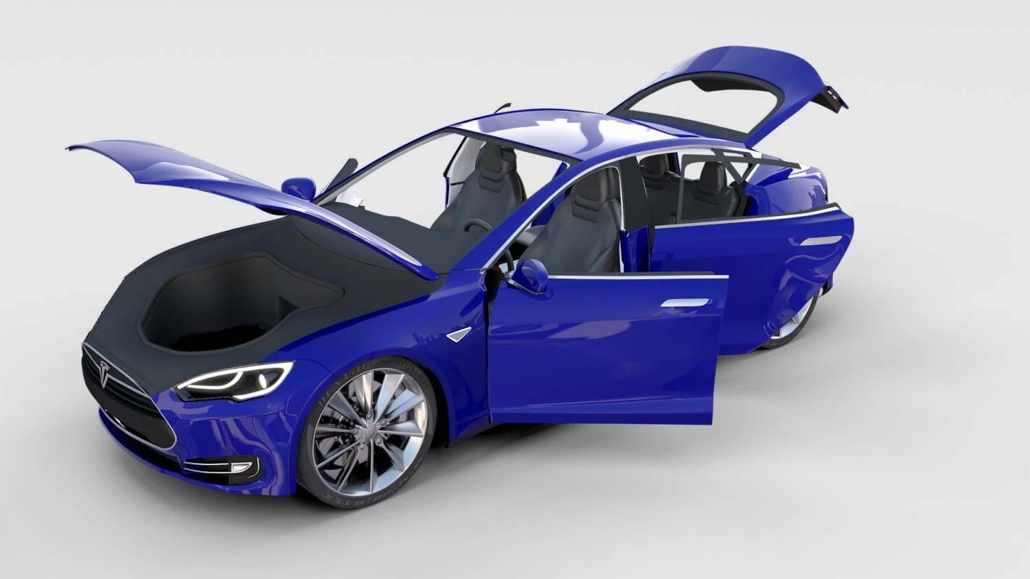 tesla model s with interior rev 3D Model .c4d .max .obj .3ds .fbx .stl .blend 