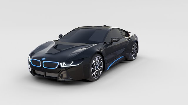 bmw i8 black rev 3D Model .c4d .max .obj .3ds .fbx .stl .blend