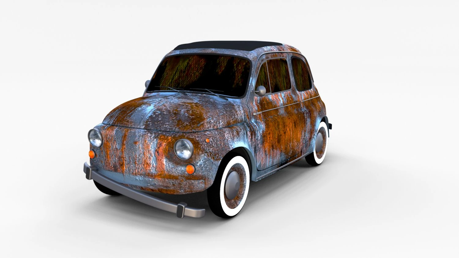 rusty fiat 500 nuova rev 3D Model .c4d .max .obj .3ds .fbx .stl .blend 