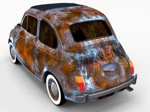 rusty fiat 500 nuova rev 3D Model