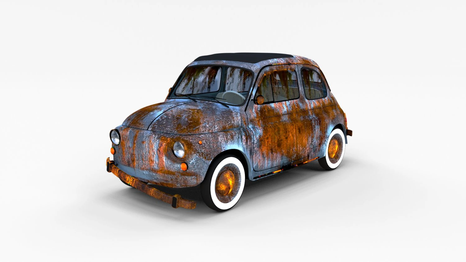 weathered fiat 500 nuova rev 3D Model .c4d .max .obj .3ds .fbx .stl .blend 