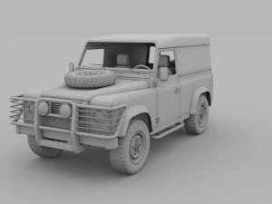 land rover defender 90 hard top w interior rev 3D Model