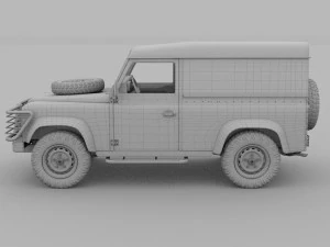 land rover defender 90 hard top w interior rev 3D Model