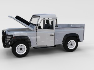 full land rover defender 90 pick up seethrough Modelo 3D