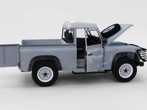 full land rover defender 90 pick up seethrough Modelo 3D