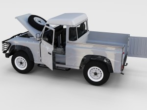 full land rover defender 90 pick up seethrough Modelo 3D
