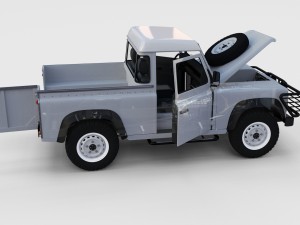 full land rover defender 90 pick up seethrough Modelo 3D