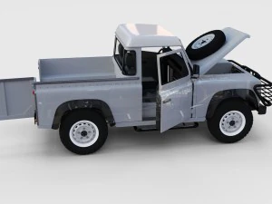 full land rover defender 90 pick up seethrough 3D Model