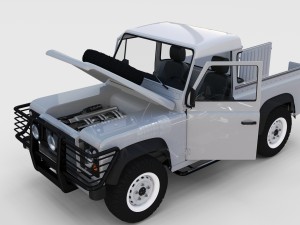 full land rover defender 90 pick up seethrough Modelo 3D