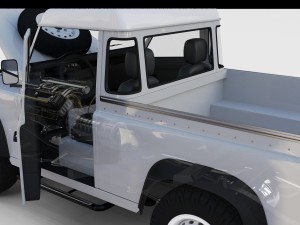 full land rover defender 90 pick up seethrough Modelo 3D