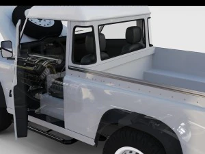 full land rover defender 90 pick up seethrough 3D Model