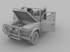 full land rover defender 90 pick up seethrough Modelo 3D