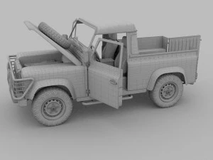 full land rover defender 90 pick up seethrough 3D Model