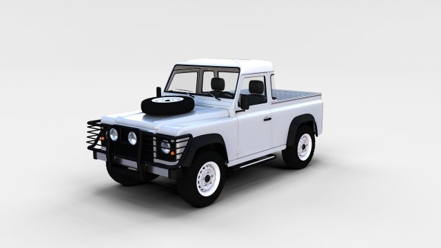 land rover defender 90 pick up w interior rev Modello 3D .c4d .max .obj .3ds .fbx .stl .blend 