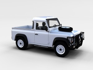 land rover defender 90 pick up w interior rev Modello 3D