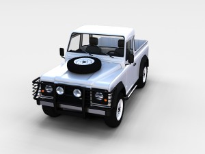 land rover defender 90 pick up w interior rev Modello 3D