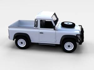 land rover defender 90 pick up w interior rev Modello 3D