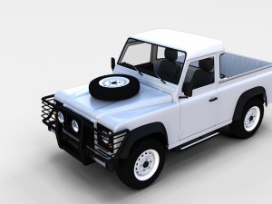 land rover defender 90 pick up w interior rev Modello 3D