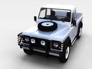 land rover defender 90 pick up w interior rev Modello 3D