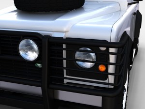 land rover defender 90 pick up w interior rev Modello 3D